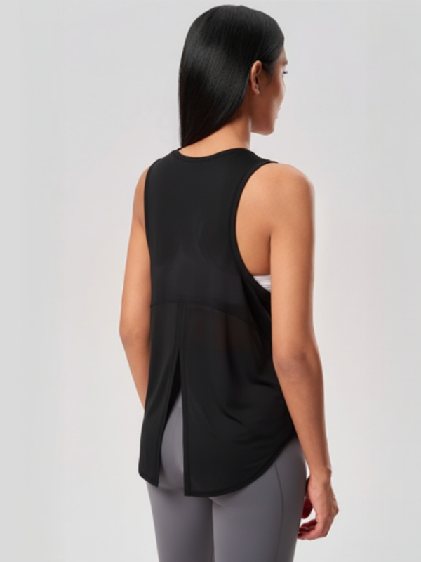 Quick-Dry Sleeveless Overlay Yoga Tank Top