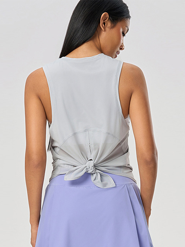 Quick-Dry Sleeveless Overlay Yoga Tank Top