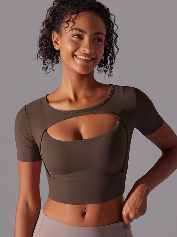 Spliced Mesh Sexy Double-Layer Short-Sleeve Top