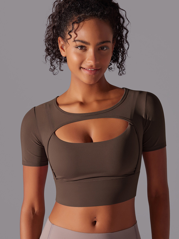 Spliced Mesh Sexy Double-Layer Short-Sleeve Top