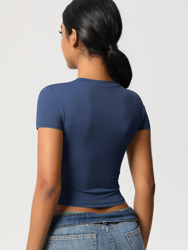 Flexvibe Double-Sided Nylon Sports T-Shirt - Quick Dry Slim Fit Breathable Short Sleeve