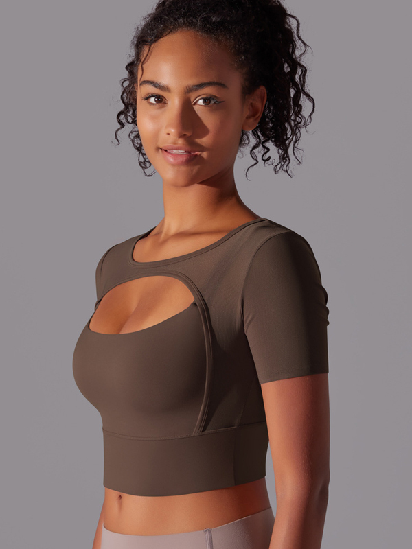 Spliced Mesh Sexy Double-Layer Short-Sleeve Top