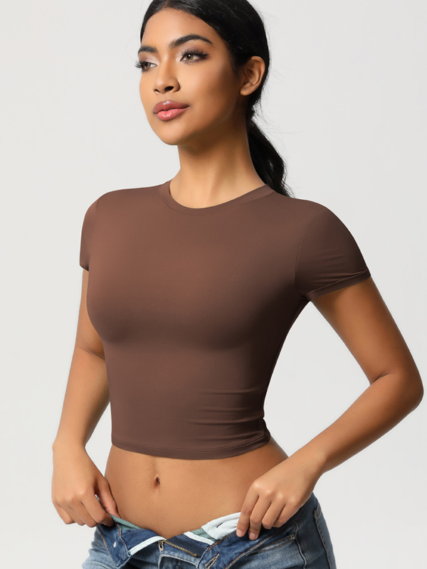 Flexvibe Double-Sided Nylon Sports T-Shirt - Quick Dry Slim Fit Breathable Short Sleeve