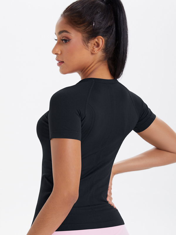 Knitted Breathable Slim-Fit Short-Sleeve Top