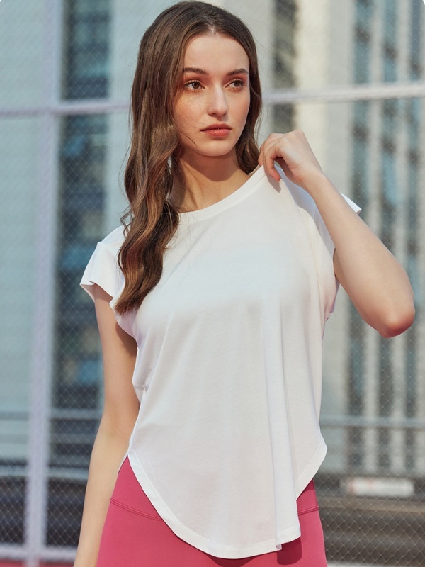 Shoulder-Covering Loose-Fit Gym Short-Sleeve Top