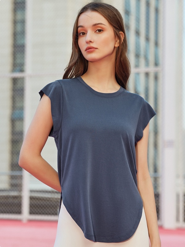Shoulder-Covering Loose-Fit Gym Short-Sleeve Top