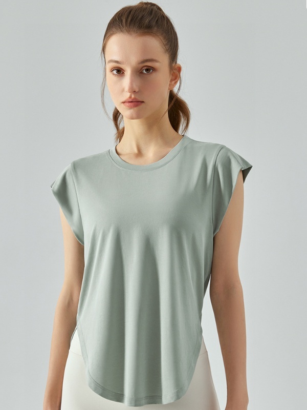 Shoulder-Covering Loose-Fit Gym Short-Sleeve Top