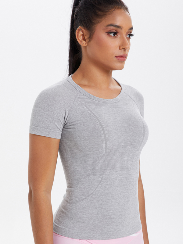 Knitted Breathable Slim-Fit Short-Sleeve Top
