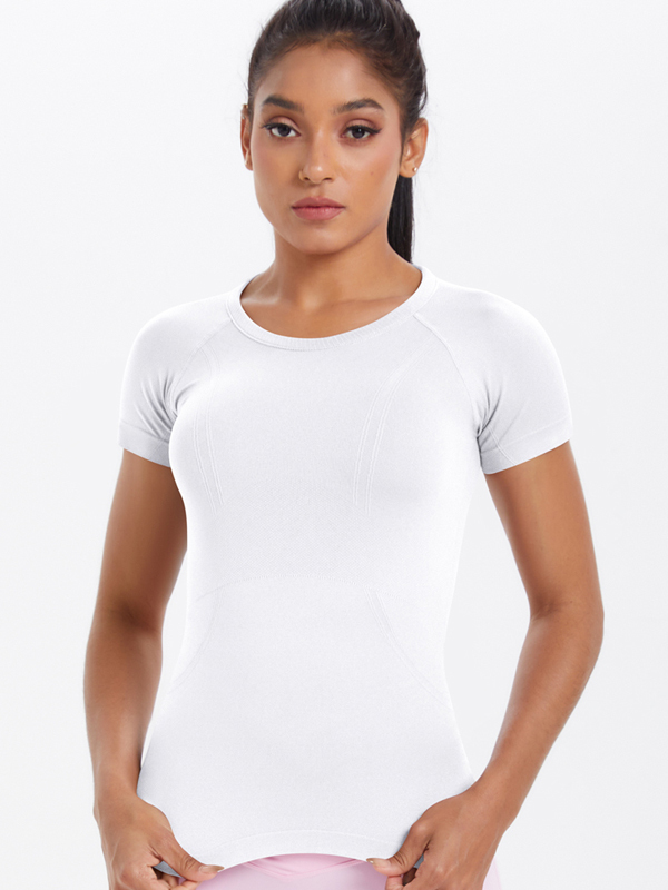 Knitted Breathable Slim-Fit Short-Sleeve Top