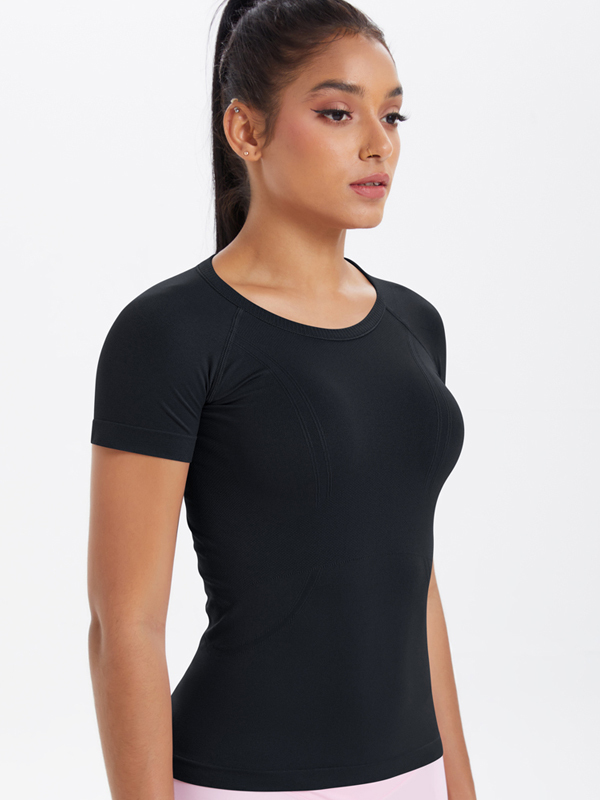 Knitted Breathable Slim-Fit Short-Sleeve Top