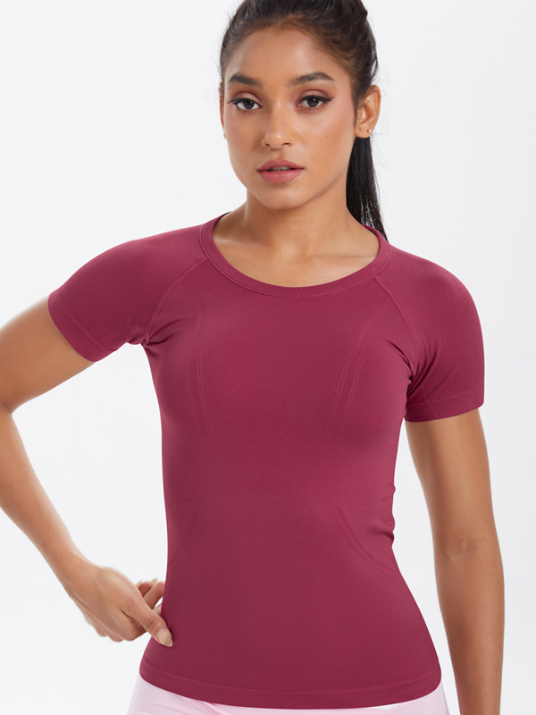 Knitted Breathable Slim-Fit Short-Sleeve Top