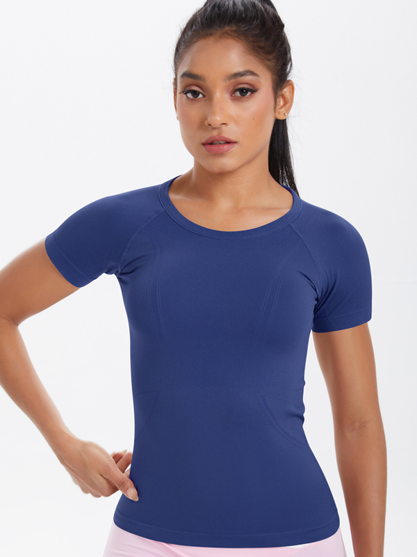 Flexvibe Knitted Breathable Slim-Fit Short-Sleeve Top
