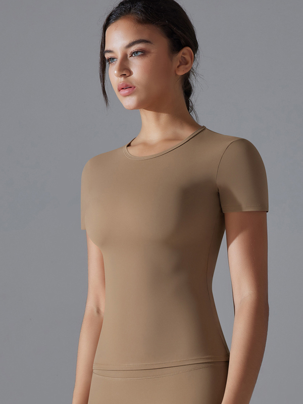 High-Stretch Slim-Fit Sports Short-Sleeve Top
