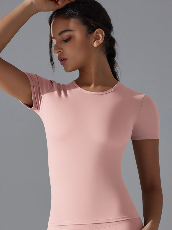 High-Stretch Slim-Fit Sports Short-Sleeve Top