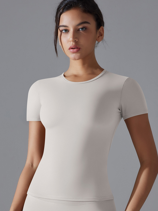 High-Stretch Slim-Fit Sports Short-Sleeve Top