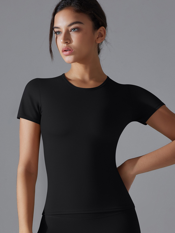 High-Stretch Slim-Fit Sports Short-Sleeve Top