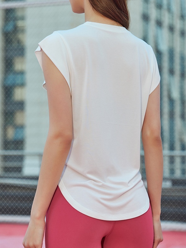 Shoulder-Covering Loose-Fit Gym Short-Sleeve Top