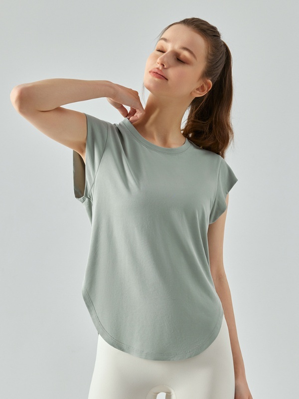 Shoulder-Covering Loose-Fit Gym Short-Sleeve Top