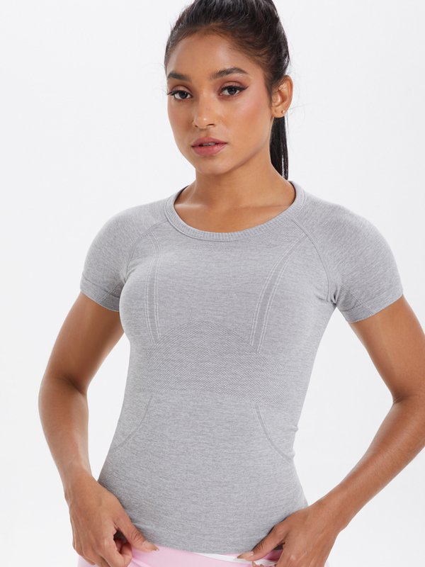 Knitted Breathable Slim-Fit Short-Sleeve Top