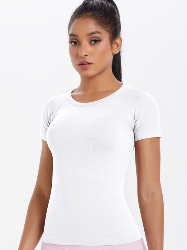 Knitted Breathable Slim-Fit Short-Sleeve Top