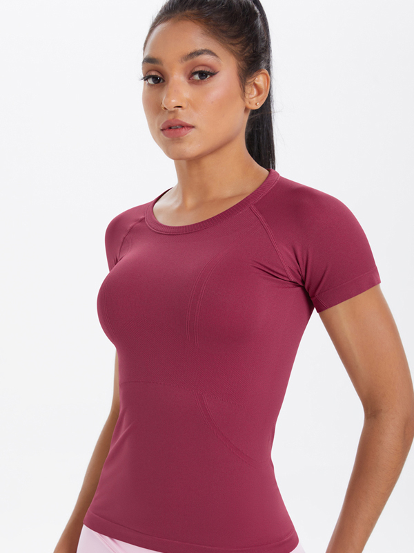 Flexvibe Knitted Breathable Slim-Fit Short-Sleeve Top