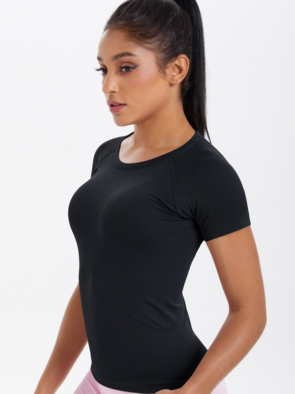 Knitted Breathable Slim-Fit Short-Sleeve Top
