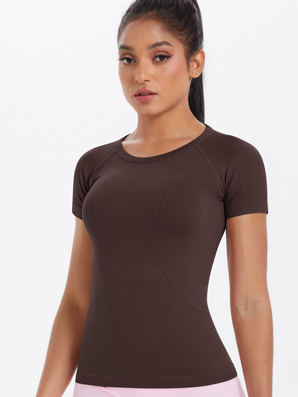 Flexvibe Knitted Breathable Slim-Fit Short-Sleeve Top