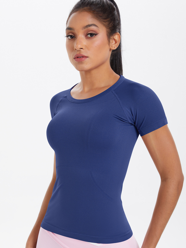 Flexvibe Knitted Breathable Slim-Fit Short-Sleeve Top