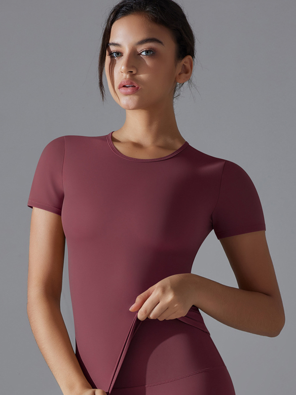 Flexvibe High-Stretch Slim-Fit Sports Short-Sleeve Top