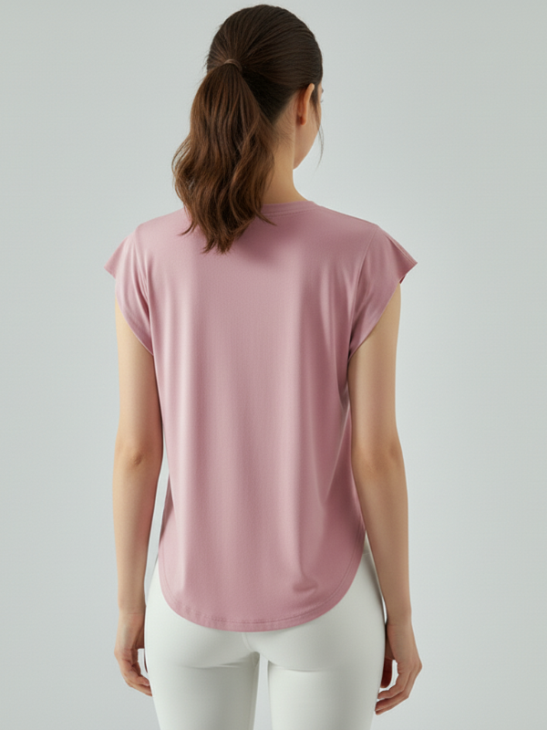 Shoulder-Covering Loose-Fit Gym Short-Sleeve Top