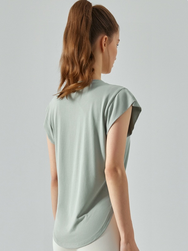 Shoulder-Covering Loose-Fit Gym Short-Sleeve Top