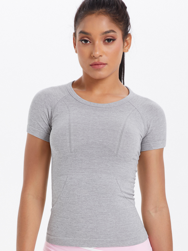 Knitted Breathable Slim-Fit Short-Sleeve Top