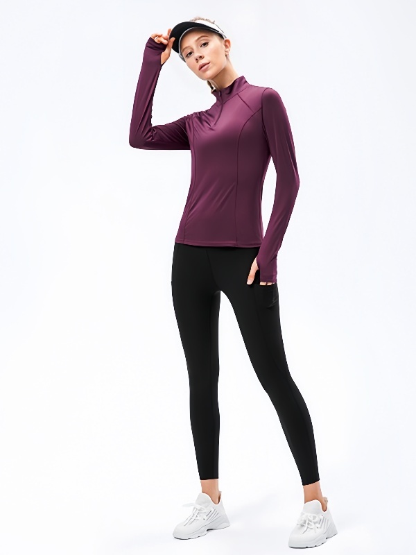 Flexvibe Quick Dry Lightweight Running Top - Slim Fit Figure Flattering Long Sleeve