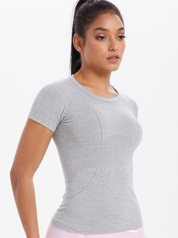 Knitted Breathable Slim-Fit Short-Sleeve Top