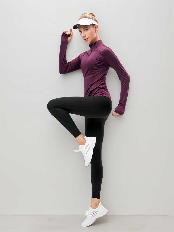 Flexvibe Quick Dry Lightweight Running Top - Slim Fit Figure Flattering Long Sleeve