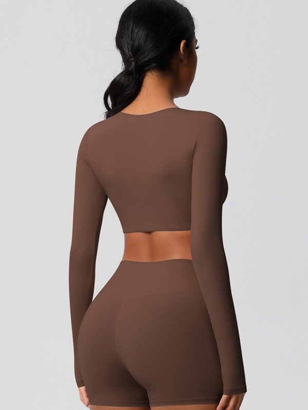 Tight-Fitting Solid-Color Long-Sleeve Activewear
