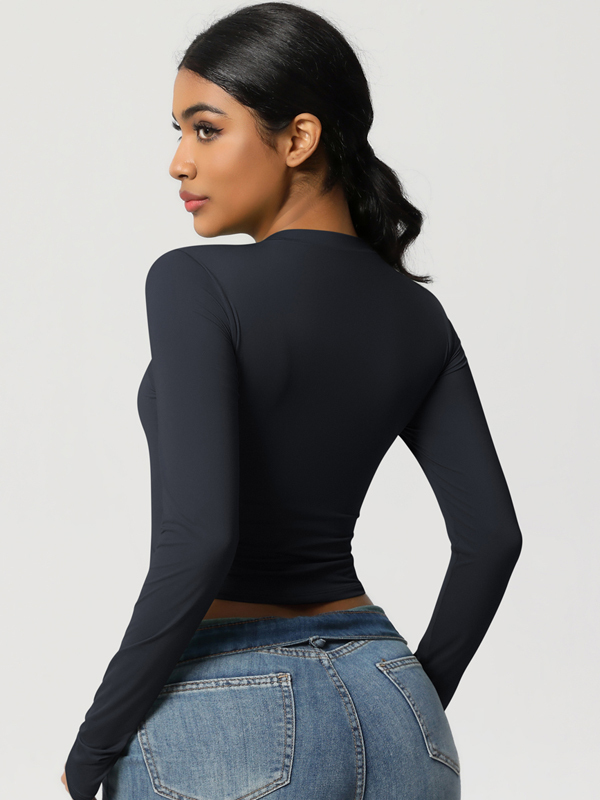 Form-Fitting Stretchy Long-Sleeve Yoga Top