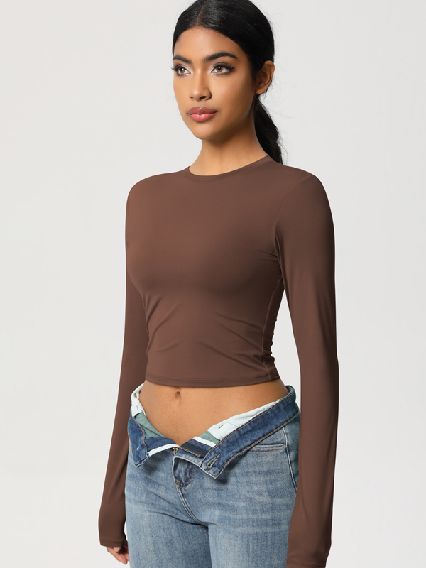 Form-Fitting Stretchy Long-Sleeve Yoga Top