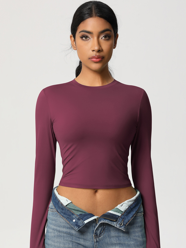 Form-Fitting Stretchy Long-Sleeve Yoga Top