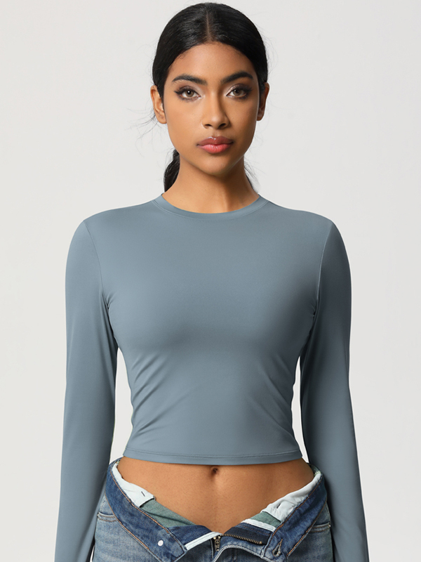 Form-Fitting Stretchy Long-Sleeve Yoga Top