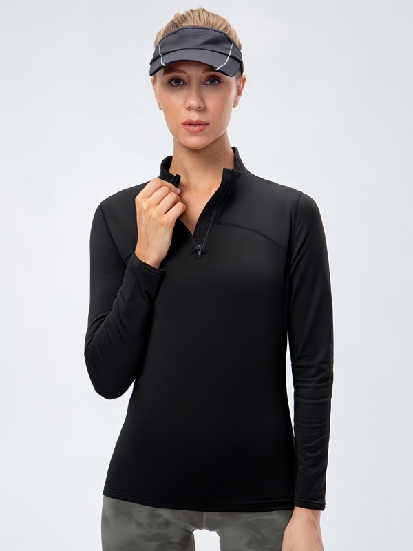 Flexvibe Fleece-Lined Long-Sleeve Sports Top for Autumn and Winter