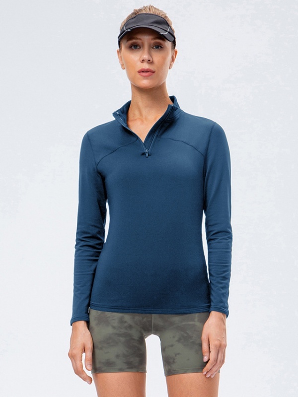 Flexvibe Fleece-Lined Long-Sleeve Sports Top for Autumn and Winter