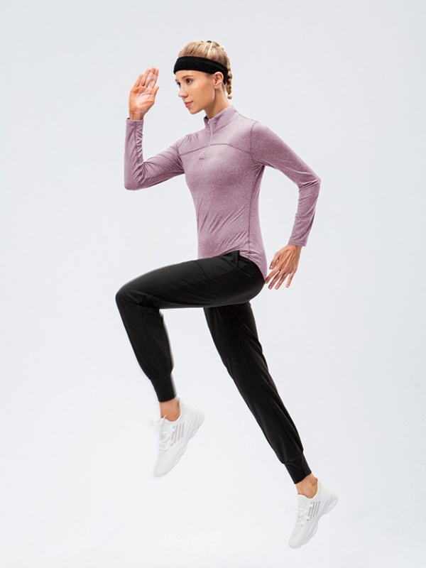 Flexvibe Fleece-Lined Sports Sweatshirt - Stand Collar High Elastic Slimming Tight Fit