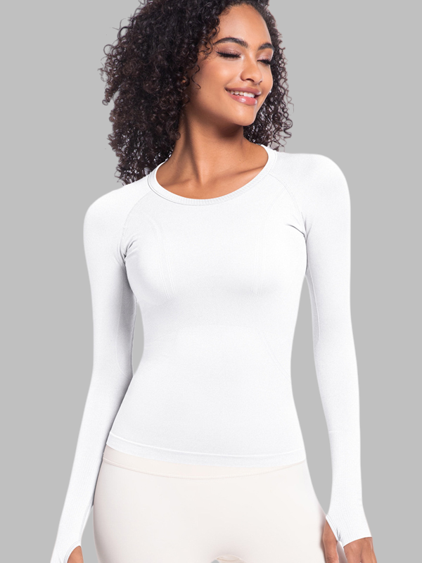 Flexvibe Seamless One-Piece Sports Top - Quick-Drying Slim-Fit Figure-Flattering Long Sleeve