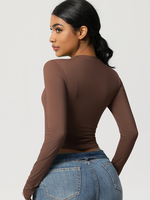 Form-Fitting Stretchy Long-Sleeve Yoga Top