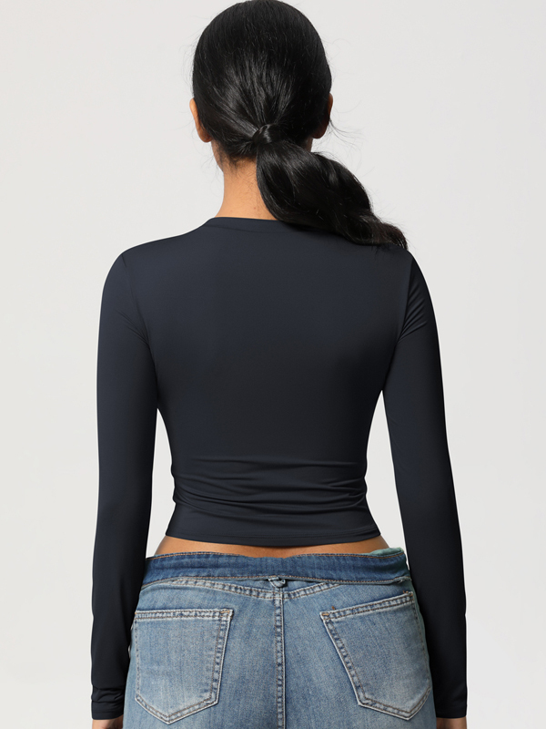 Form-Fitting Stretchy Long-Sleeve Yoga Top