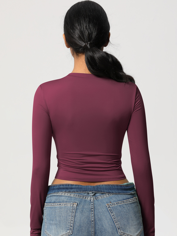Form-Fitting Stretchy Long-Sleeve Yoga Top