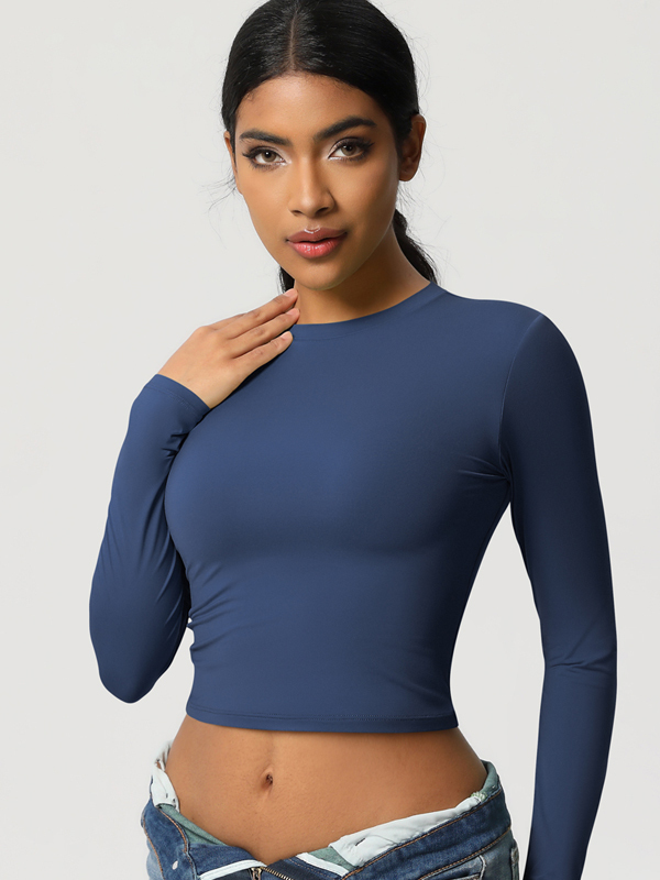 Form-Fitting Stretchy Long-Sleeve Yoga Top