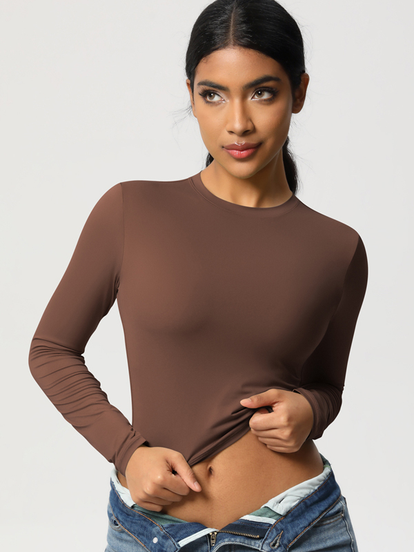 Form-Fitting Stretchy Long-Sleeve Yoga Top