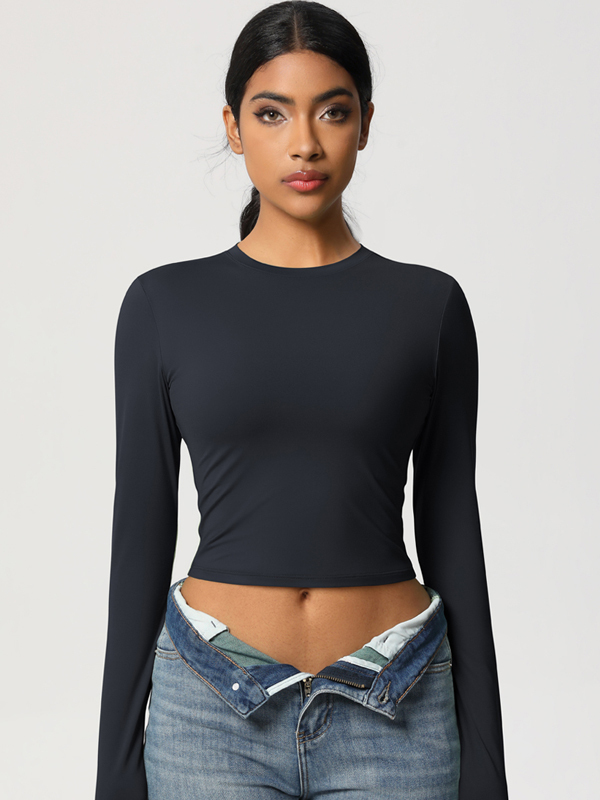 Form-Fitting Stretchy Long-Sleeve Yoga Top